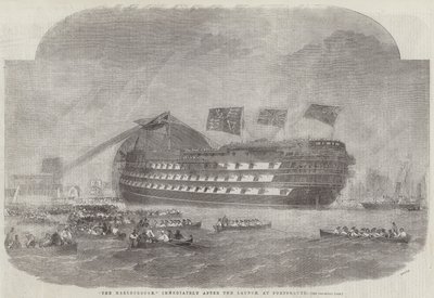 De Marlborough, direct na de lancering, in Portsmouth door Edwin Weedon